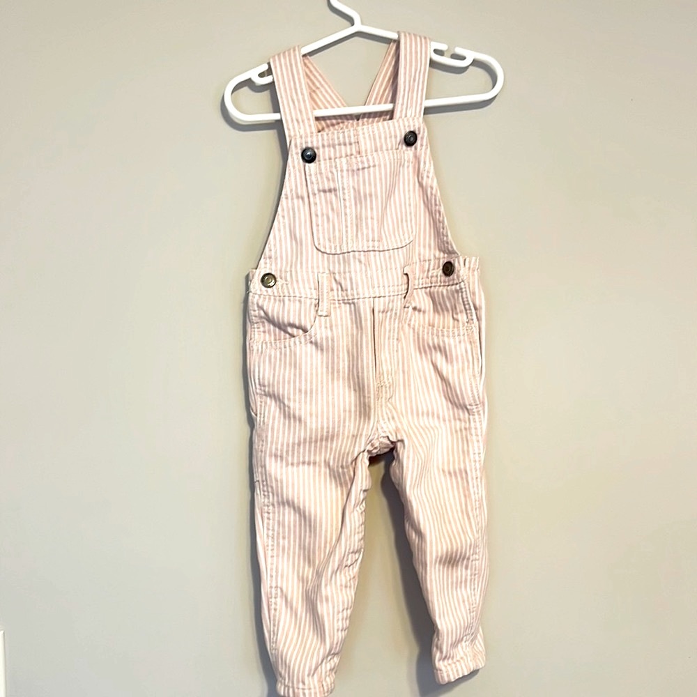 🌸Pink Striped Jean Overalls